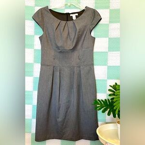 White House Black Market cap sleeve gray midi dress size 8